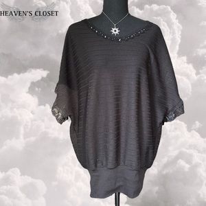 Axes Femme oversized short sleeve sweater layering top